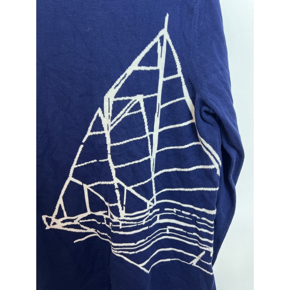 Vineyard Vines Women's Navy Blue Sailboat Graphic Cotton Knit Sweater Coastal L - Picture 6 of 9